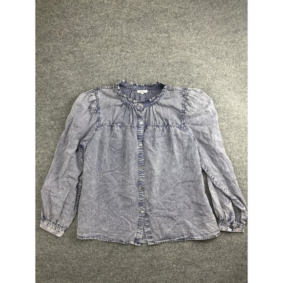 Rails Tops - Rails Shirt Womens Large Blue Camille Sapphire Acid Wash Ruffle Button